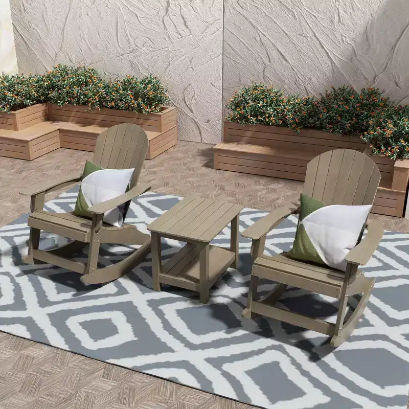 WestinTrends - Set 3 Pezzi Sedia a Dondolo Adirondack da Esterni con Tavolino Laterale
