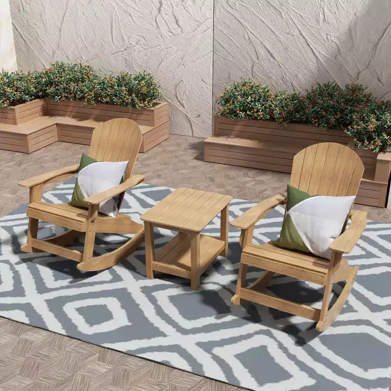 WestinTrends - Set 3 Pezzi Sedia a Dondolo Adirondack da Esterni con Tavolino Laterale