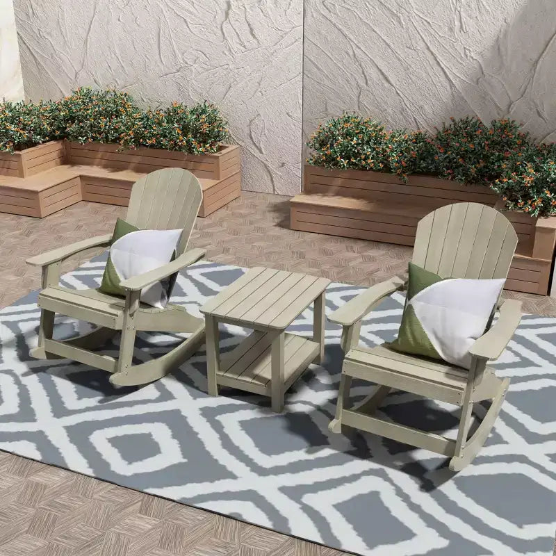 WestinTrends - Set 3 Pezzi Sedia a Dondolo Adirondack da Esterni con Tavolino Laterale