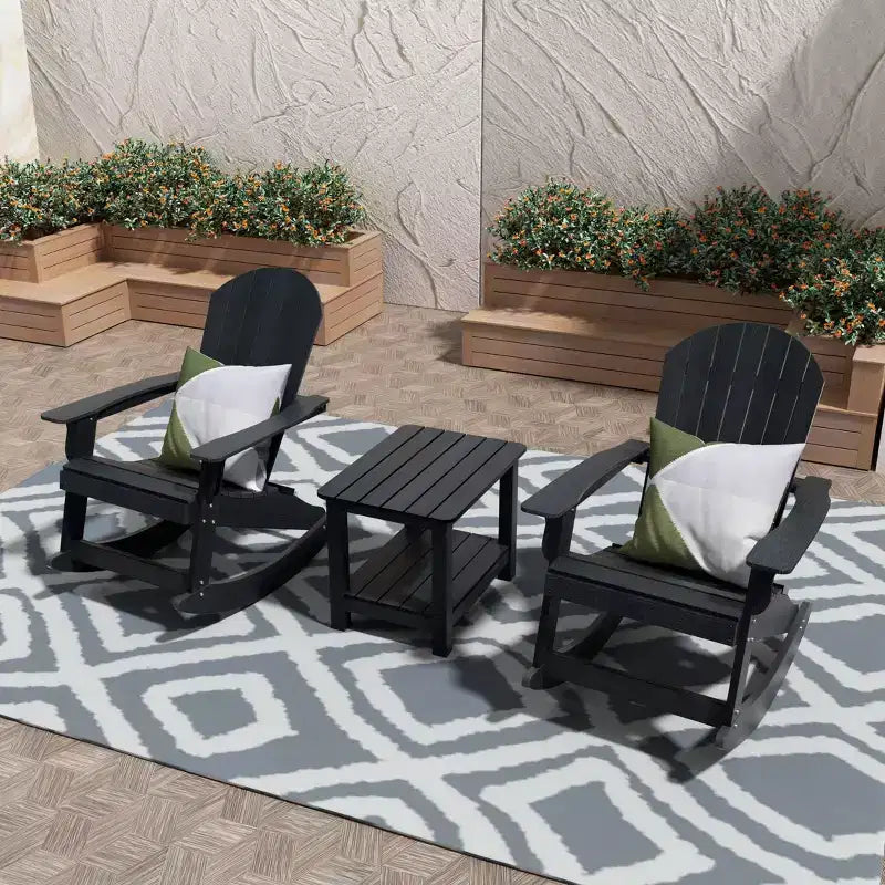 WestinTrends - Set 3 Pezzi Sedia a Dondolo Adirondack da Esterni con Tavolino Laterale