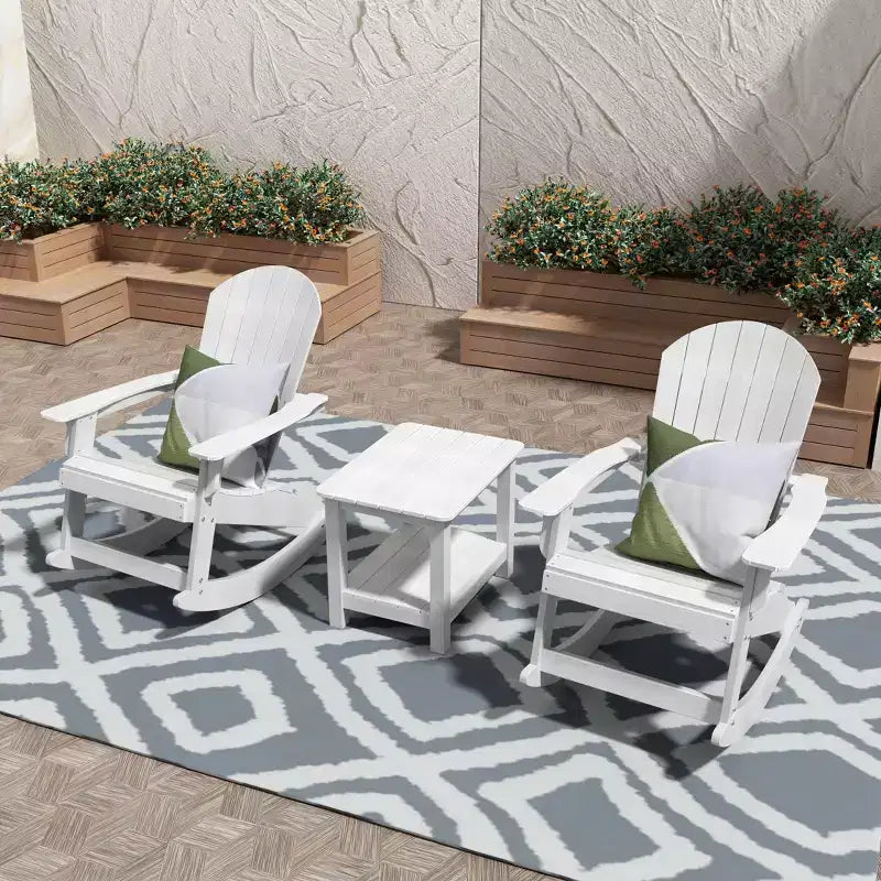 WestinTrends - Set 3 Pezzi Sedia a Dondolo Adirondack da Esterni con Tavolino Laterale