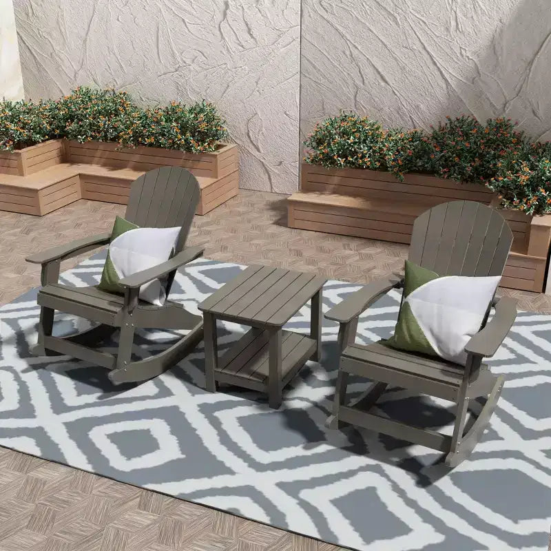 WestinTrends - Set 3 Pezzi Sedia a Dondolo Adirondack da Esterni con Tavolino Laterale