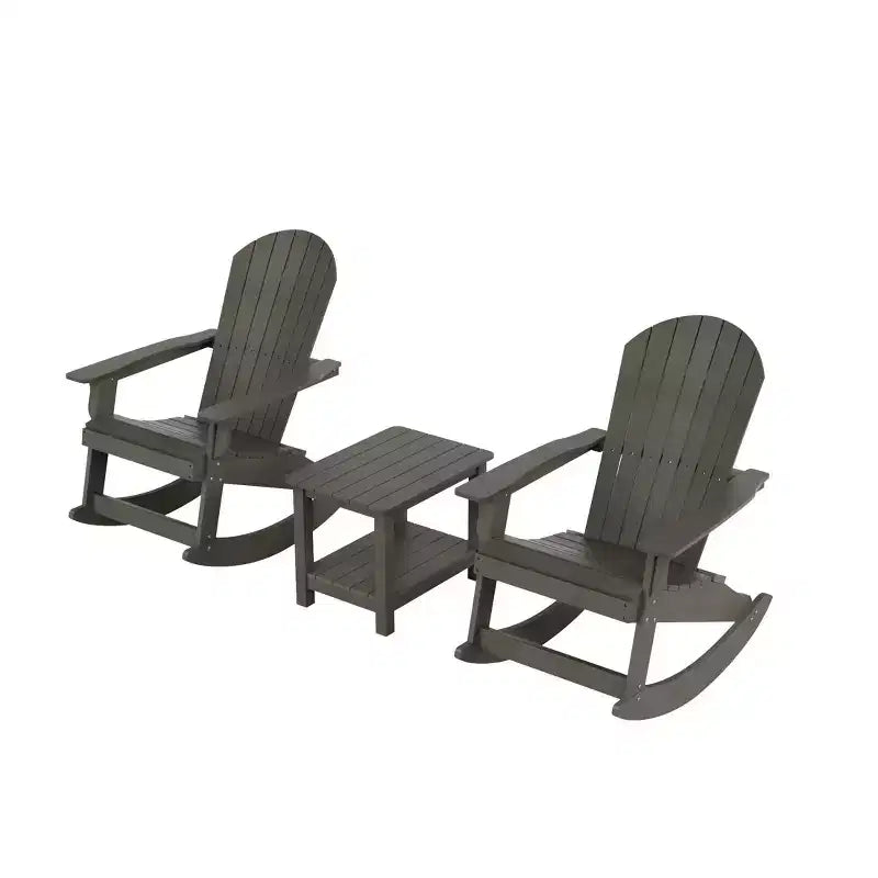 WestinTrends - Set 3 Pezzi Sedia a Dondolo Adirondack da Esterni con Tavolino Laterale
