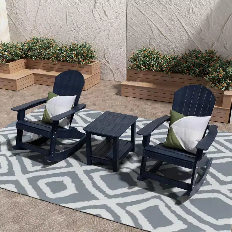 WestinTrends - Set 3 Pezzi Sedia a Dondolo Adirondack da Esterni con Tavolino Laterale