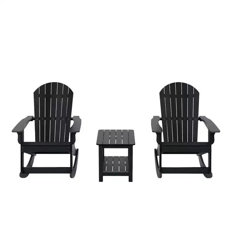 WestinTrends 3-Piece Outdoor Patio Adirondack Rocking Chair with Side Table Set