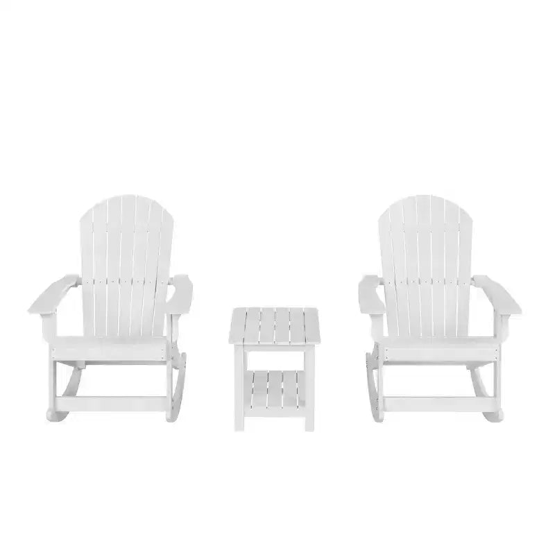 WestinTrends - Set 3 Pezzi Sedia a Dondolo Adirondack da Esterni con Tavolino Laterale