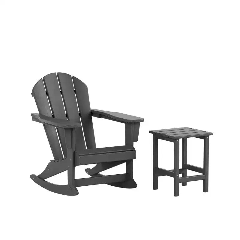 WestinTrends Set 2 Pezzi Sedia a Dondolo Adirondack da Esterno con Tavolino Laterale