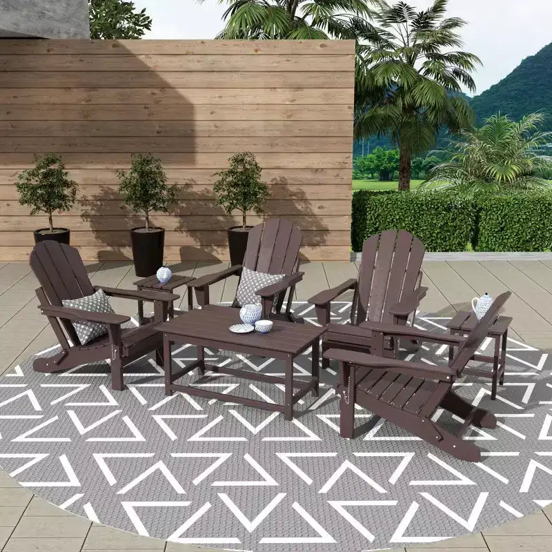 WestinTrends Set da 7 Pezzi: Sedie Pieghevoli Adirondack da Esterno con Tavolino da Caffè e Tavolino Laterale