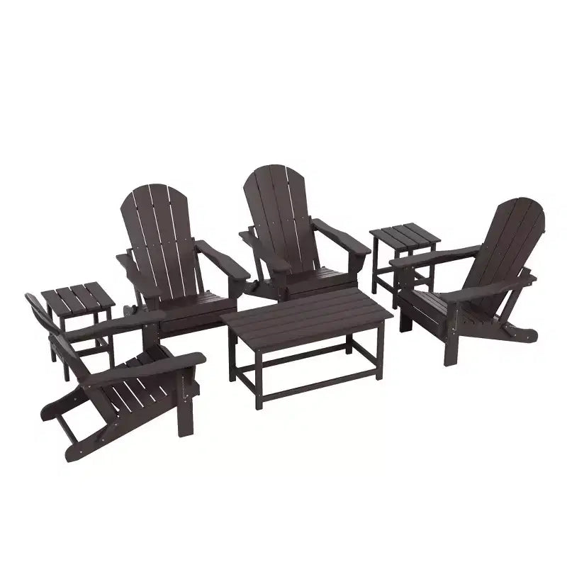 WestinTrends Set da 7 Pezzi: Sedie Pieghevoli Adirondack da Esterno con Tavolino da Caffè e Tavolino Laterale