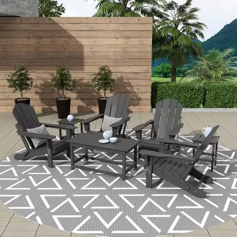 WestinTrends Set da 7 Pezzi: Sedie Pieghevoli Adirondack da Esterno con Tavolino da Caffè e Tavolino Laterale