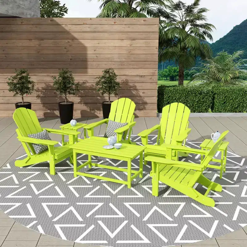 WestinTrends Set da 7 Pezzi: Sedie Pieghevoli Adirondack da Esterno con Tavolino da Caffè e Tavolino Laterale