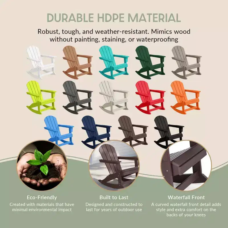Ensemble de 3 pièces WestinTrends : 2 fauteuils à bascule Adirondack en polymère pour l'extérieur avec table d'appoint