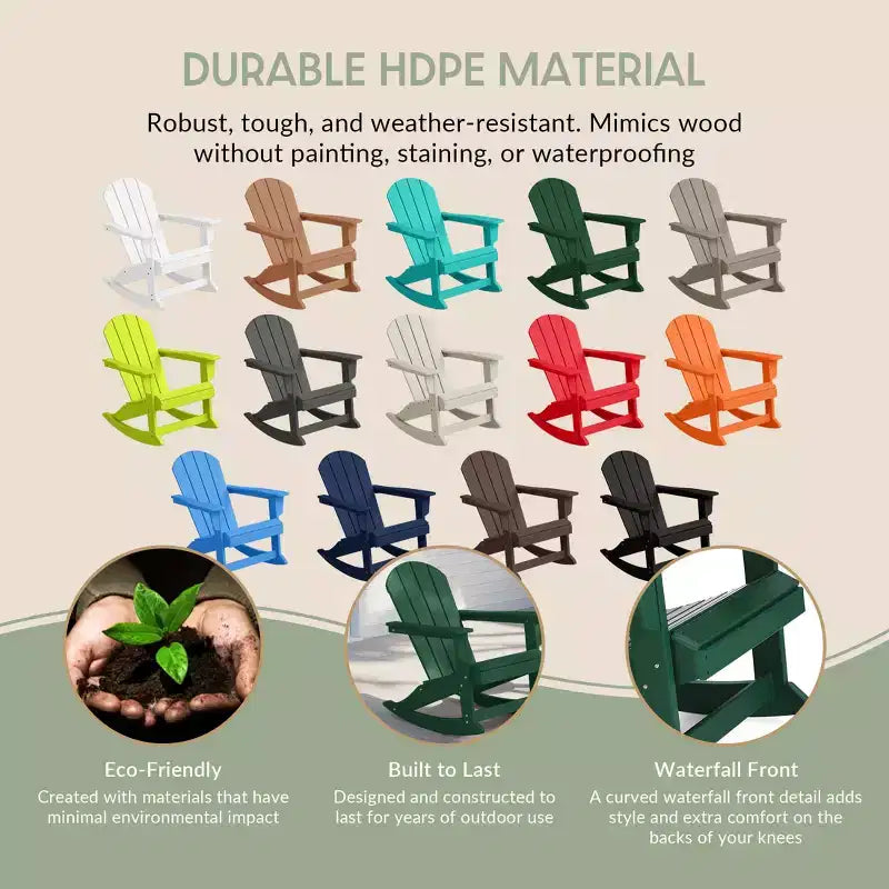 Ensemble de 3 pièces WestinTrends : 2 fauteuils à bascule Adirondack en polymère pour l'extérieur avec table d'appoint