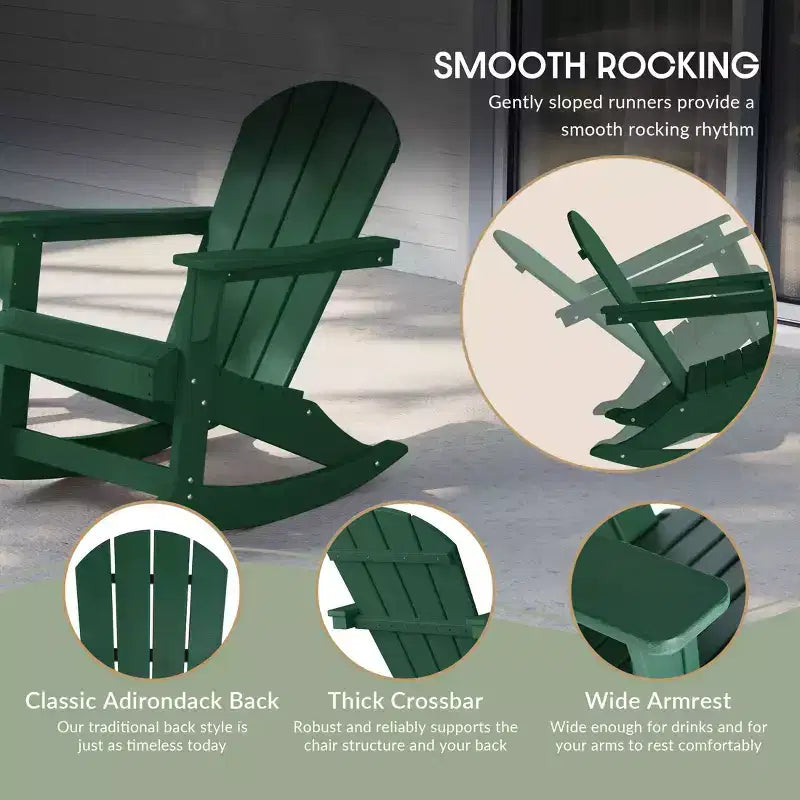 Ensemble de 3 pièces WestinTrends : 2 fauteuils à bascule Adirondack en polymère pour l'extérieur avec table d'appoint