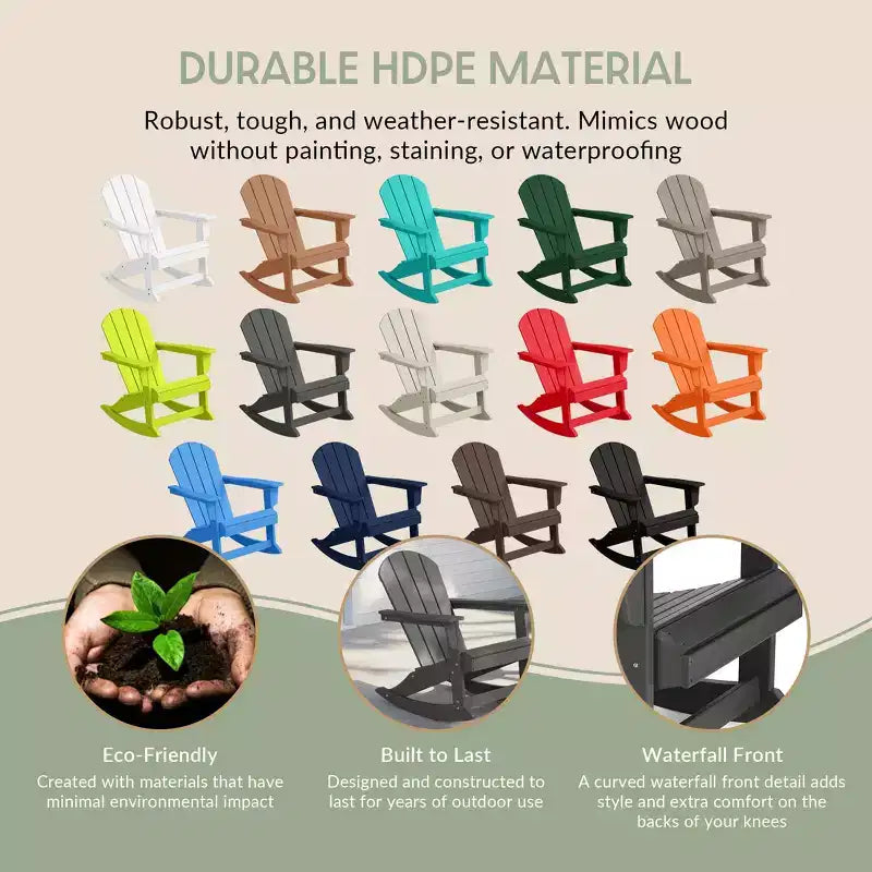 Ensemble de 3 pièces WestinTrends : 2 fauteuils à bascule Adirondack en polymère pour l'extérieur avec table d'appoint