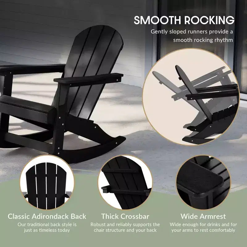 Ensemble de 3 pièces WestinTrends : 2 fauteuils à bascule Adirondack en polymère pour l'extérieur avec table d'appoint