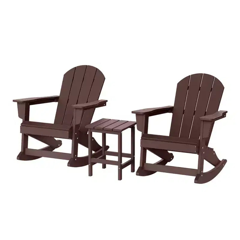 WestinTrends Set da 3 pezzi Sedie a dondolo Adirondack in poliestere per esterni con tavolino laterale