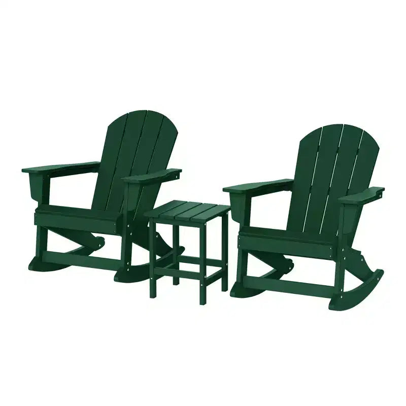 WestinTrends Set da 3 pezzi Sedie a dondolo Adirondack in poliestere per esterni con tavolino laterale