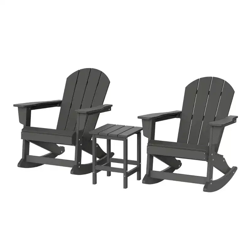 WestinTrends Set da 3 pezzi Sedie a dondolo Adirondack in poliestere per esterni con tavolino laterale