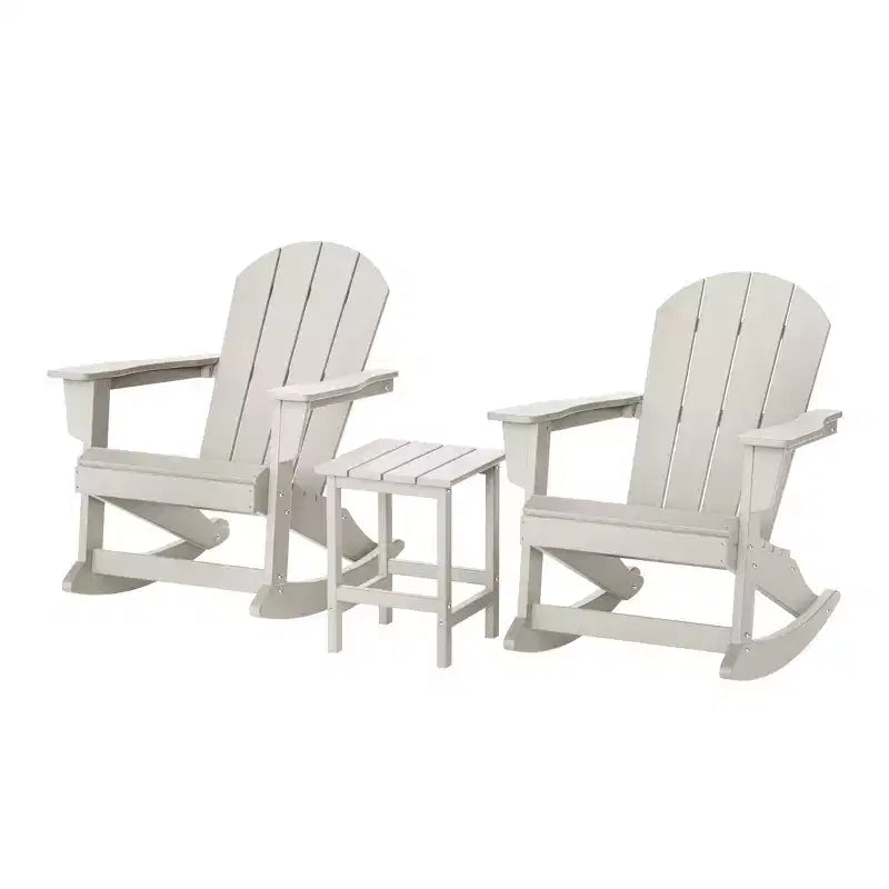 WestinTrends Set da 3 pezzi Sedie a dondolo Adirondack in poliestere per esterni con tavolino laterale