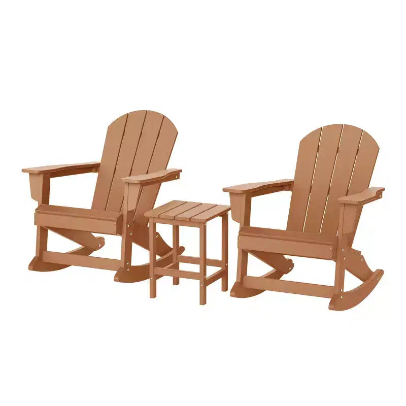 WestinTrends Set da 3 pezzi Sedie a dondolo Adirondack in poliestere per esterni con tavolino laterale