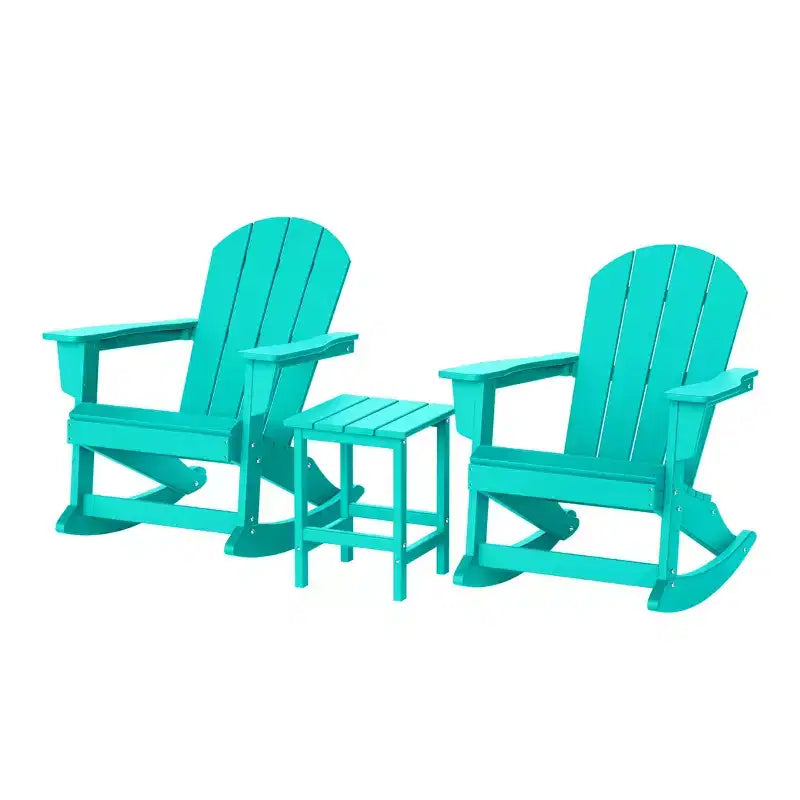 WestinTrends Set da 3 pezzi Sedie a dondolo Adirondack in poliestere per esterni con tavolino laterale