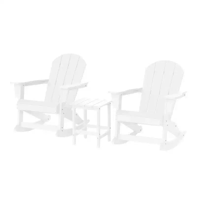 WestinTrends Set da 3 pezzi Sedie a dondolo Adirondack in poliestere per esterni con tavolino laterale
