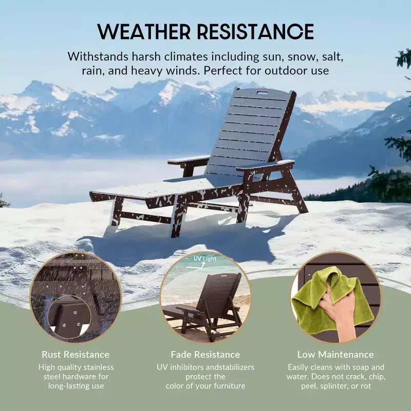 WestinTrends Chaise longue d'extérieur Adirondack pour patio, jardin, piscine (lot de 2)
