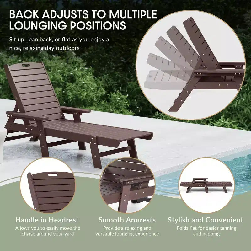 WestinTrends Chaise longue d'extérieur Adirondack pour patio, jardin, piscine (lot de 2)