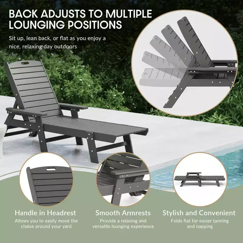 WestinTrends Chaise longue d'extérieur Adirondack pour patio, jardin, piscine (lot de 2)