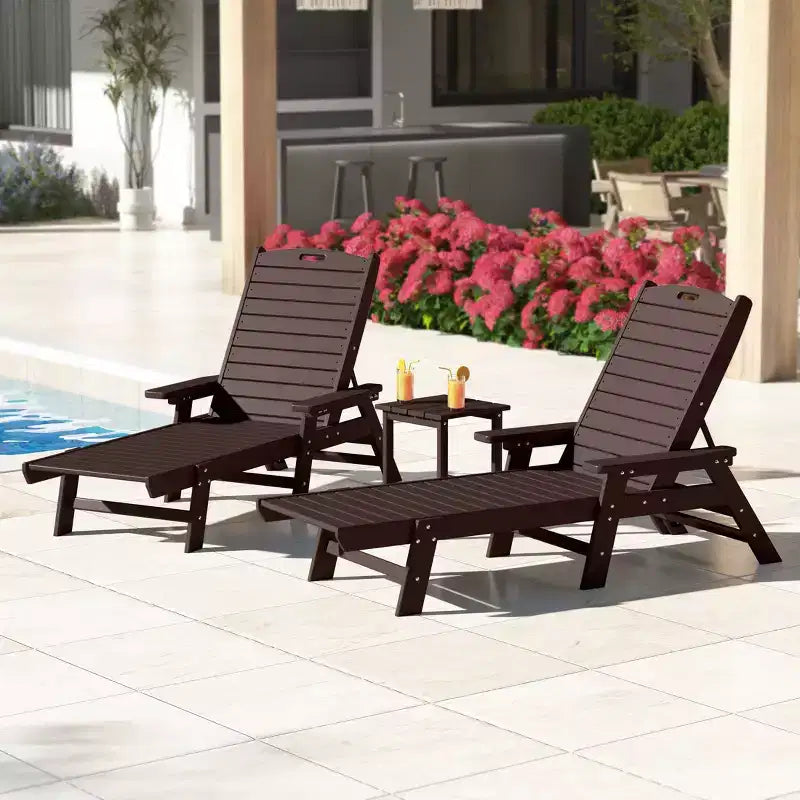 WestinTrends Set 3 Pezzi Poly Chaise Lounge Adirondack da Esterno con Tavolino Laterale