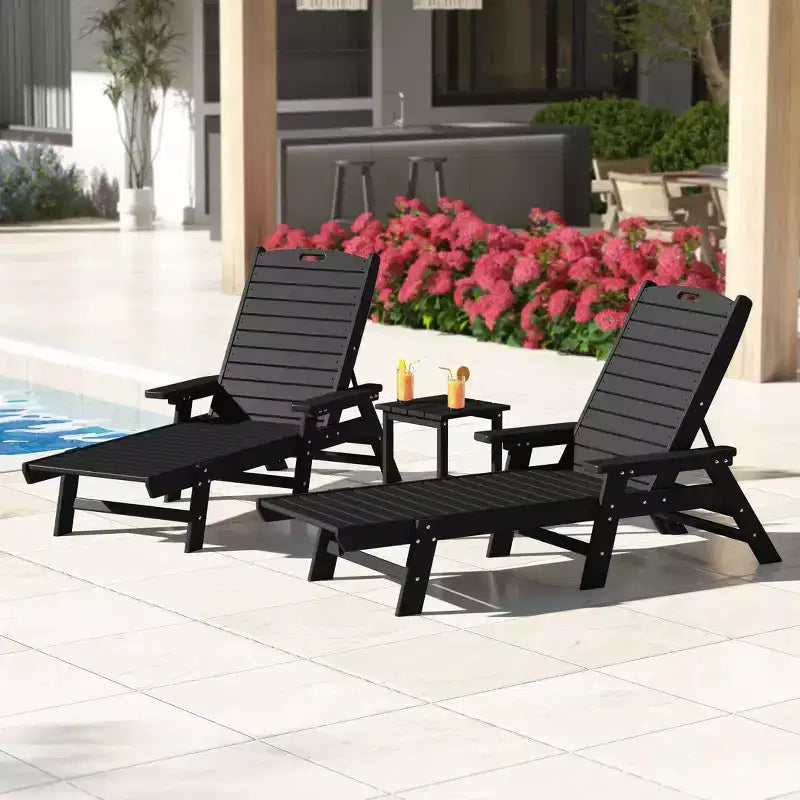 WestinTrends Set 3 Pezzi Poly Chaise Lounge Adirondack da Esterno con Tavolino Laterale