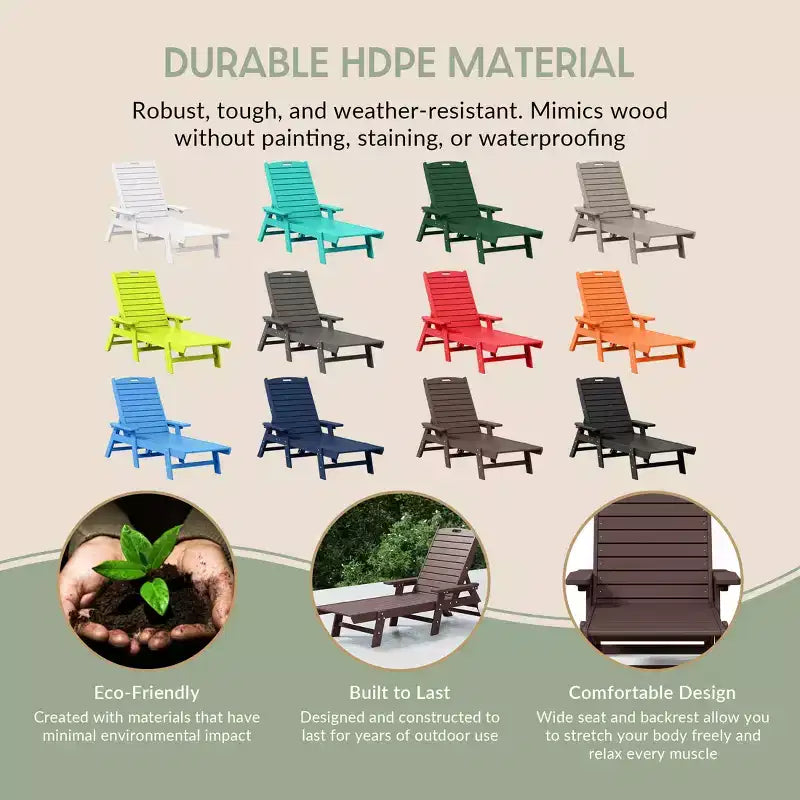WestinTrends Set 3 Pezzi Poly Chaise Lounge Adirondack da Esterno con Tavolino Laterale