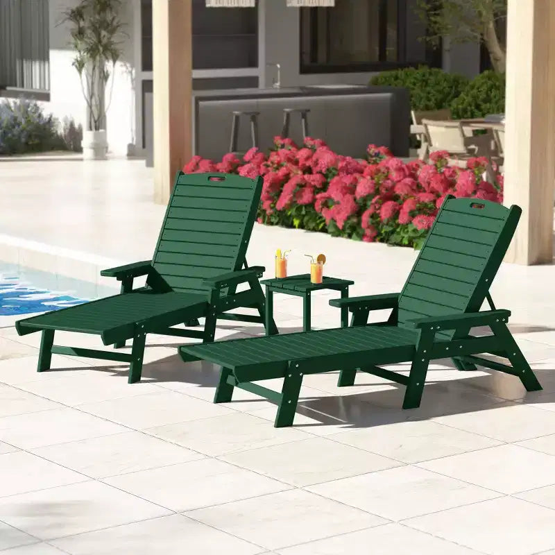 WestinTrends Set 3 Pezzi Poly Chaise Lounge Adirondack da Esterno con Tavolino Laterale