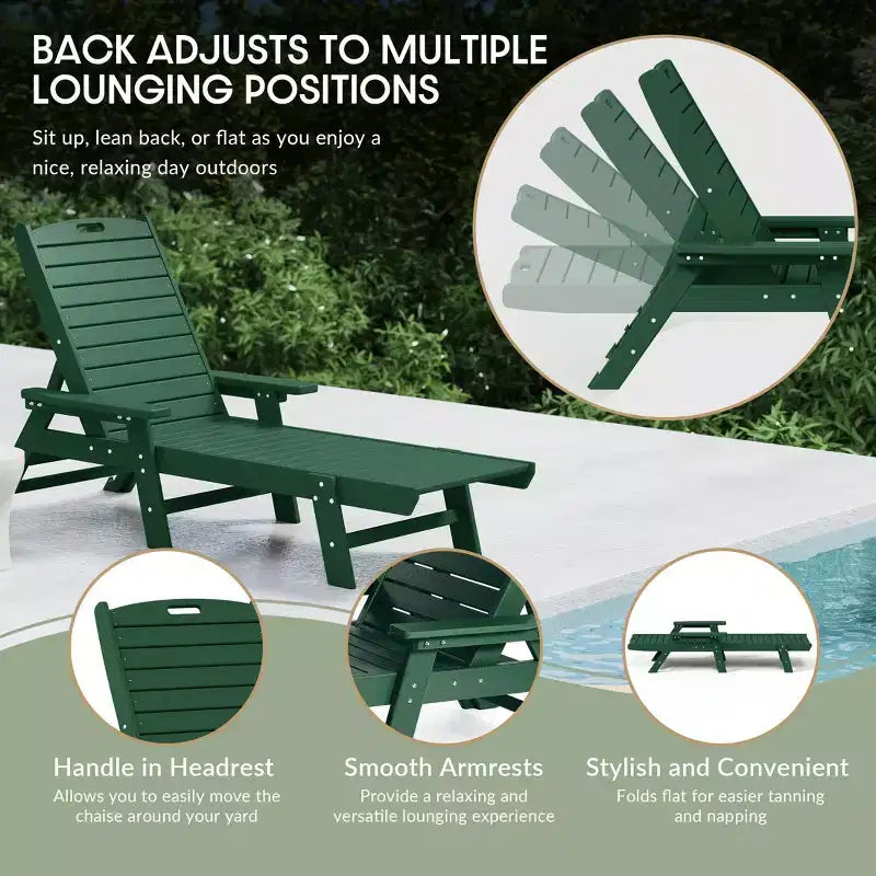 WestinTrends Set 3 Pezzi Poly Chaise Lounge Adirondack da Esterno con Tavolino Laterale