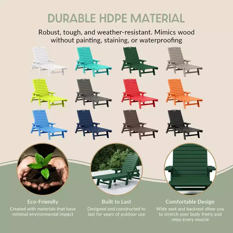 WestinTrends Set 3 Pezzi Poly Chaise Lounge Adirondack da Esterno con Tavolino Laterale