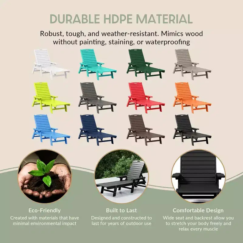WestinTrends Set 3 Pezzi Poly Chaise Lounge Adirondack da Esterno con Tavolino Laterale
