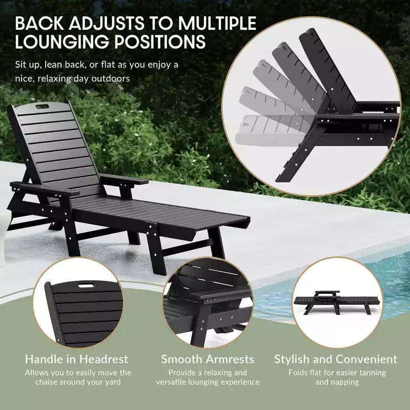 WestinTrends Set 3 Pezzi Poly Chaise Lounge Adirondack da Esterno con Tavolino Laterale
