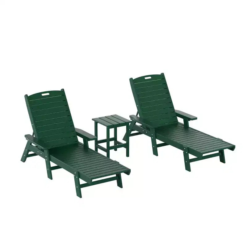 WestinTrends Set 3 Pezzi Poly Chaise Lounge Adirondack da Esterno con Tavolino Laterale
