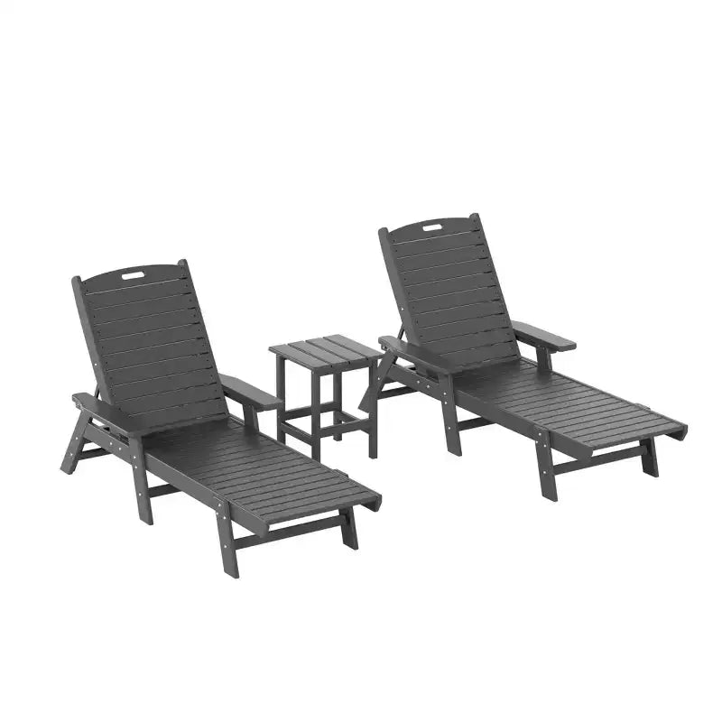 WestinTrends Set 3 Pezzi Poly Chaise Lounge Adirondack da Esterno con Tavolino Laterale