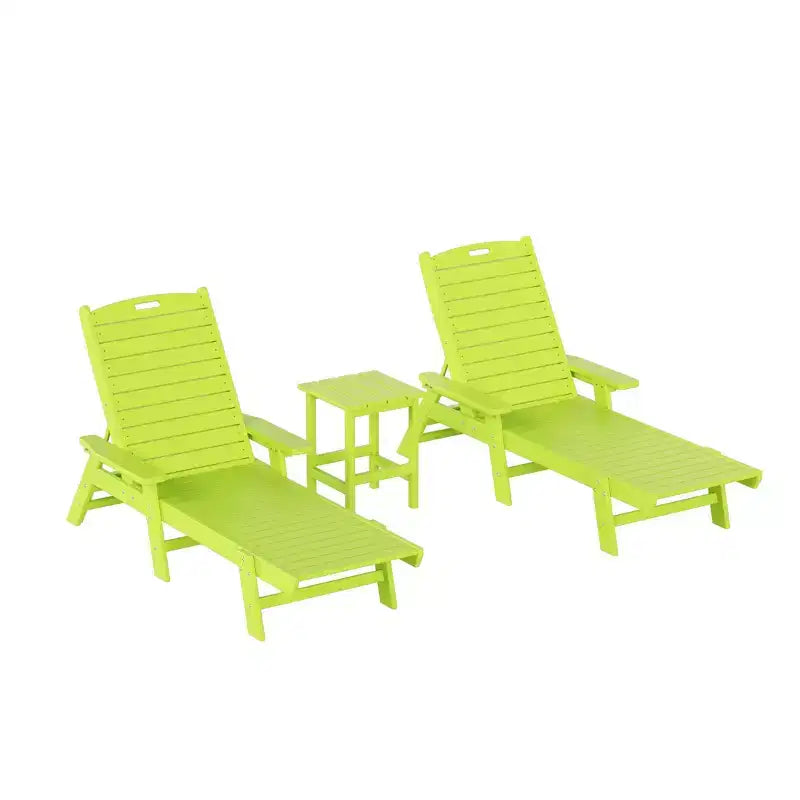 WestinTrends Set 3 Pezzi Poly Chaise Lounge Adirondack da Esterno con Tavolino Laterale
