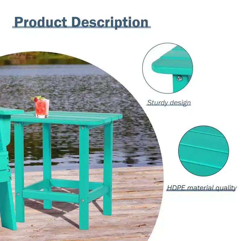 Tavolino laterale da esterno Adirondack Aoodor in HDPE, design classico moderno, alta qualità, facile da montare, tavolino versatile per patio, giardino, prato