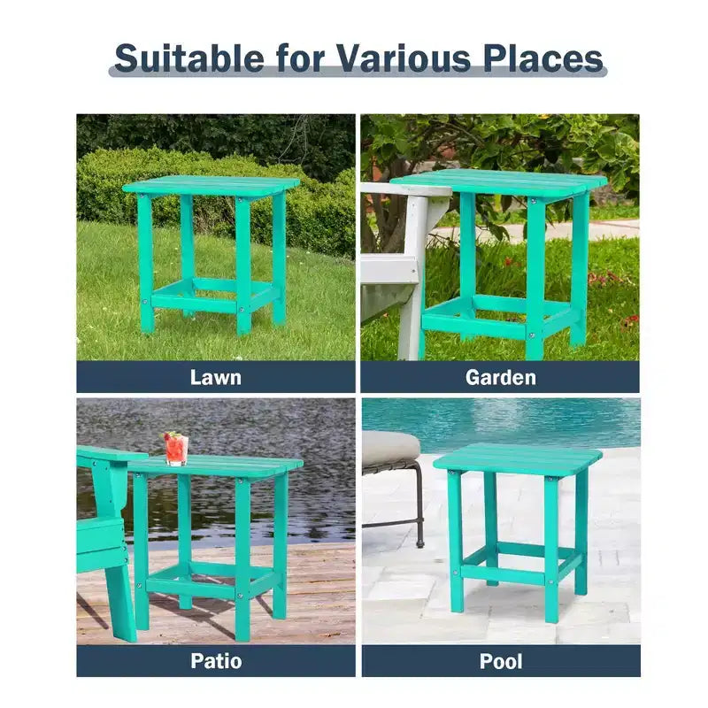 Tavolino laterale da esterno Adirondack Aoodor in HDPE, design classico moderno, alta qualità, facile da montare, tavolino versatile per patio, giardino, prato