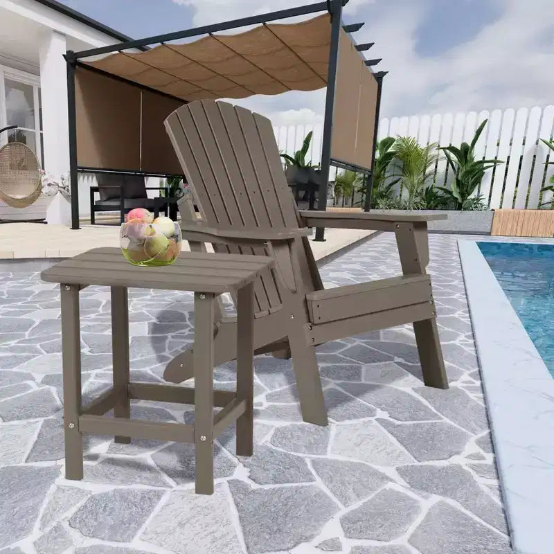 Tavolino laterale da esterno Adirondack Aoodor in HDPE, design classico moderno, alta qualità, facile da montare, tavolino versatile per patio, giardino, prato