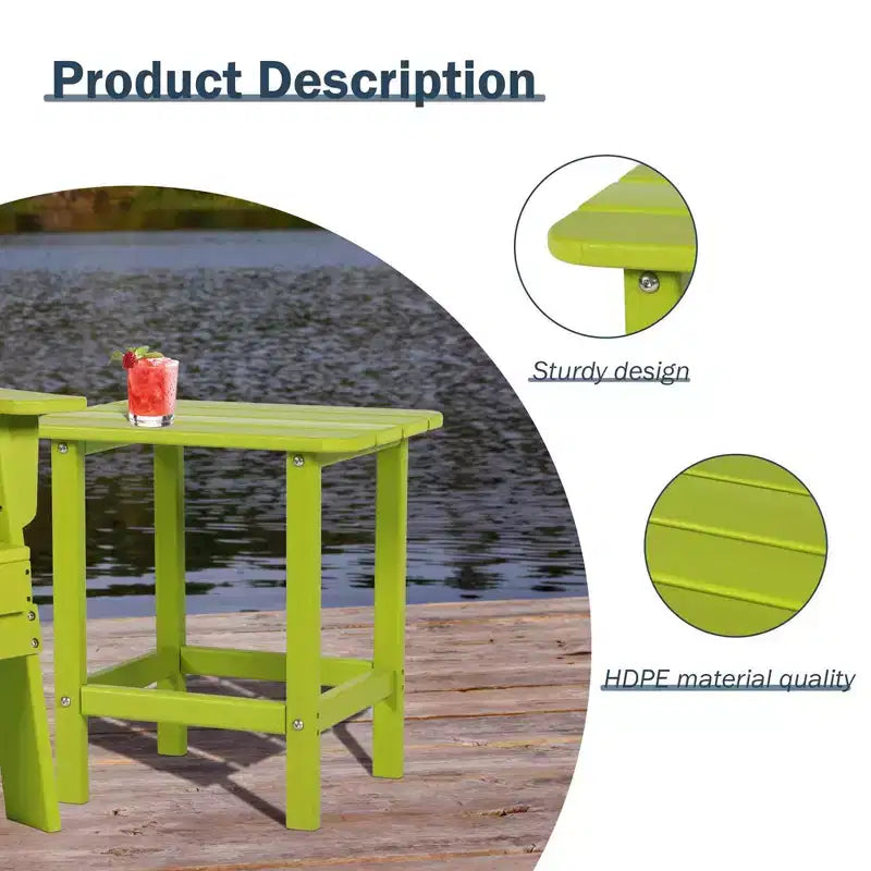 Tavolino laterale da esterno Adirondack Aoodor in HDPE, design classico moderno, alta qualità, facile da montare, tavolino versatile per patio, giardino, prato