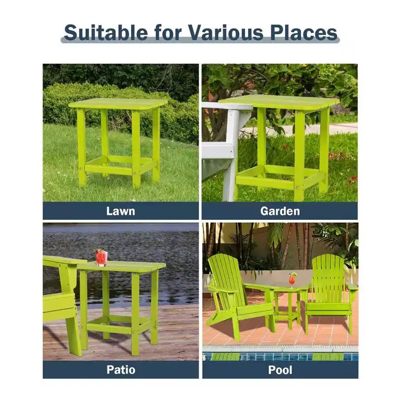 Tavolino laterale da esterno Adirondack Aoodor in HDPE, design classico moderno, alta qualità, facile da montare, tavolino versatile per patio, giardino, prato