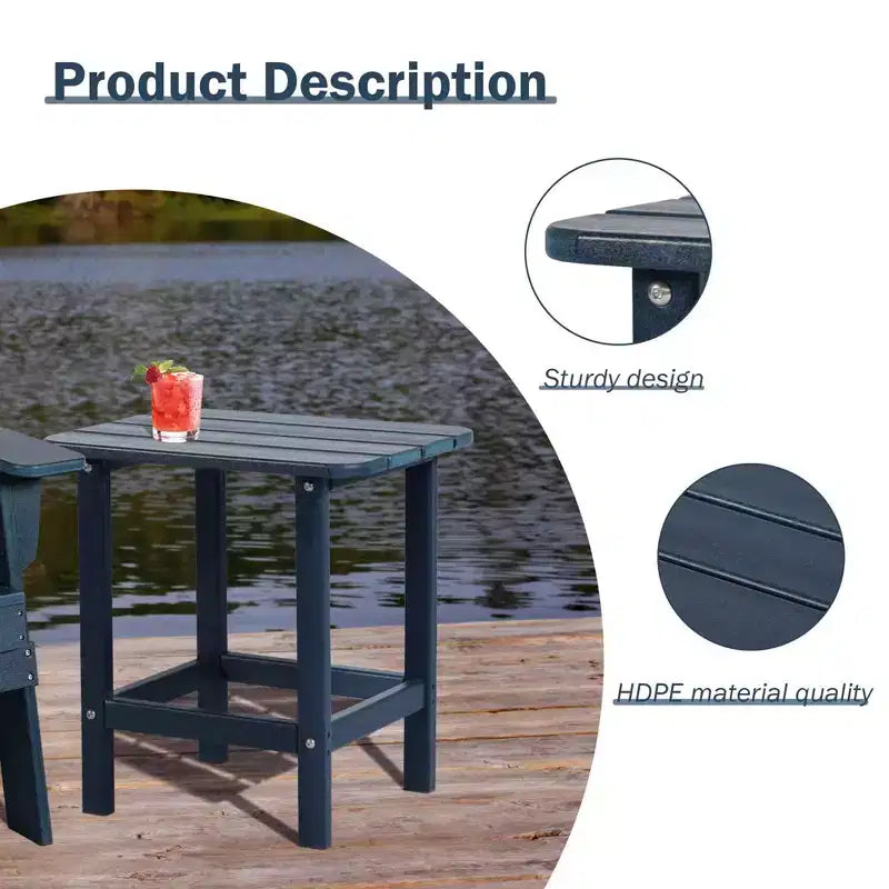 Tavolino laterale da esterno Adirondack Aoodor in HDPE, design classico moderno, alta qualità, facile da montare, tavolino versatile per patio, giardino, prato