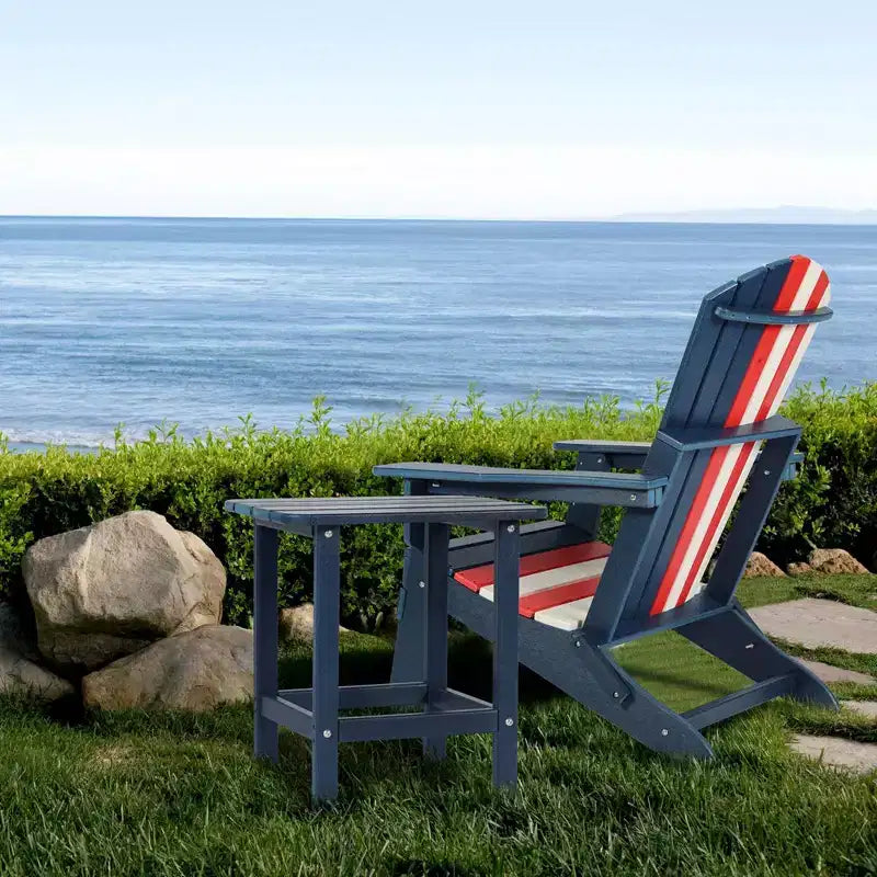 Tavolino laterale da esterno Adirondack Aoodor in HDPE, design classico moderno, alta qualità, facile da montare, tavolino versatile per patio, giardino, prato