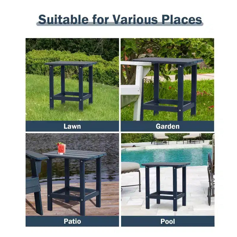 Tavolino laterale da esterno Adirondack Aoodor in HDPE, design classico moderno, alta qualità, facile da montare, tavolino versatile per patio, giardino, prato