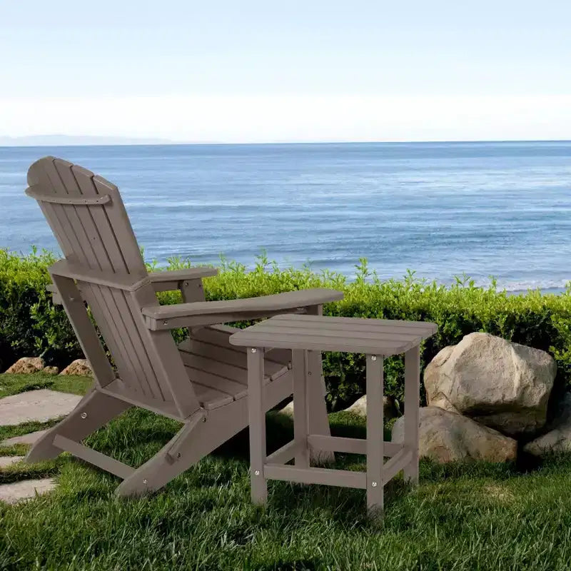 Tavolino laterale da esterno Adirondack Aoodor in HDPE, design classico moderno, alta qualità, facile da montare, tavolino versatile per patio, giardino, prato
